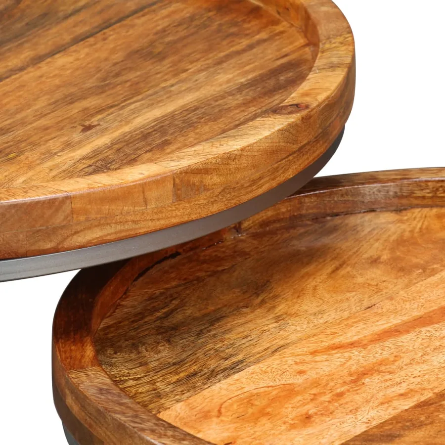 Ensemble de tables d'appoint 2 pcs Bois de manguier massif - 7