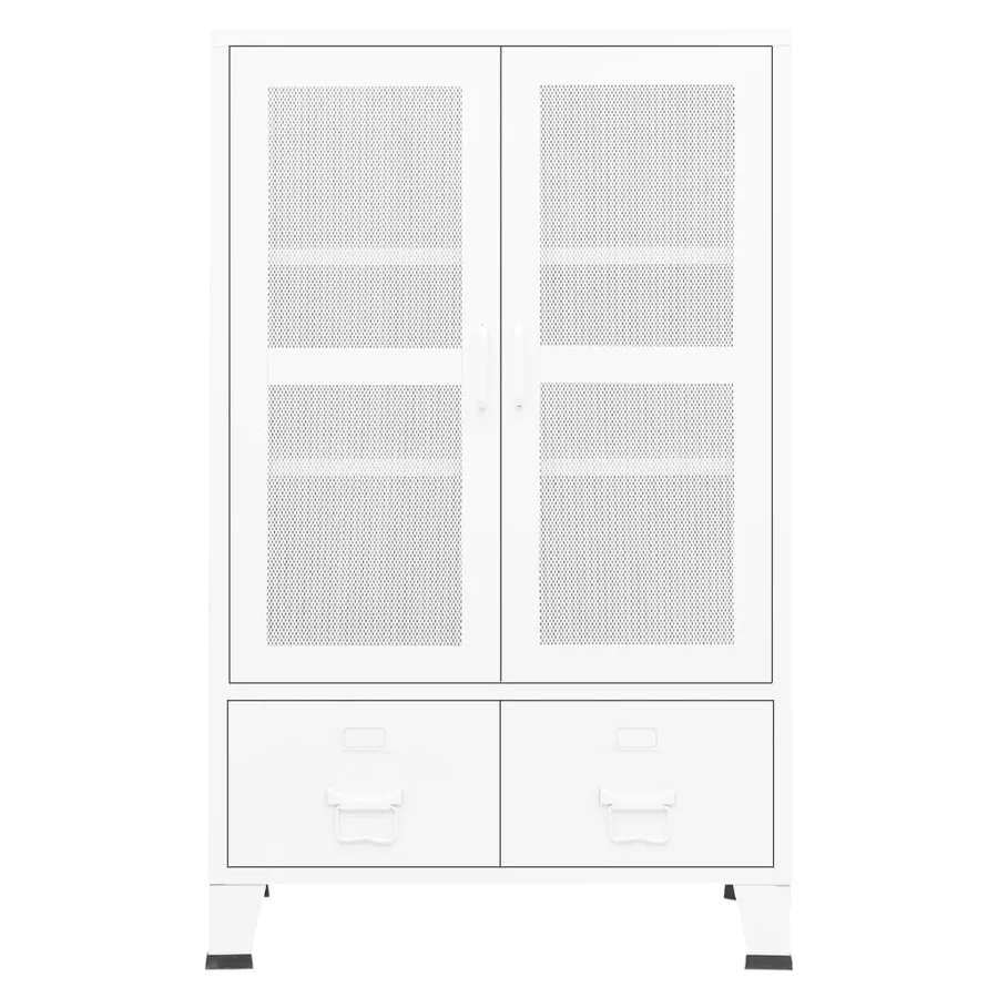 Coffre de rangement industriel Blanc 70x40x115 cm Métal - 3