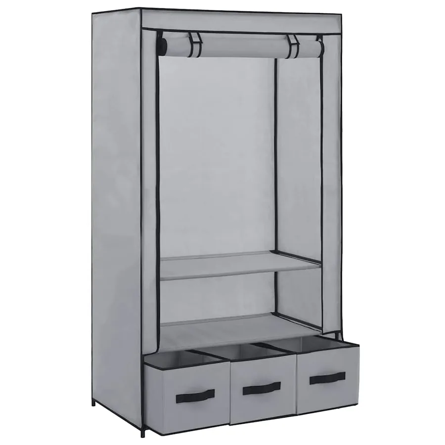 Garde-robe Gris 87 x 49 x 159 cm Tissu - 2