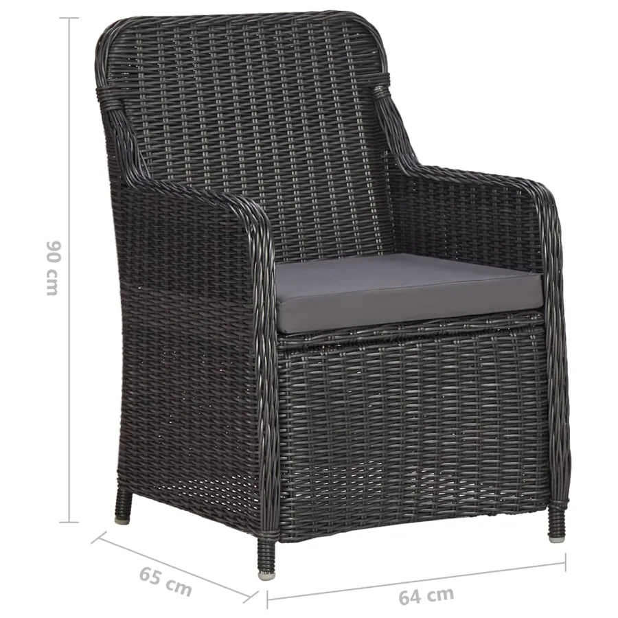 Mobilier de bistro 3 pcs avec coussins Résine tressée Noir - 10