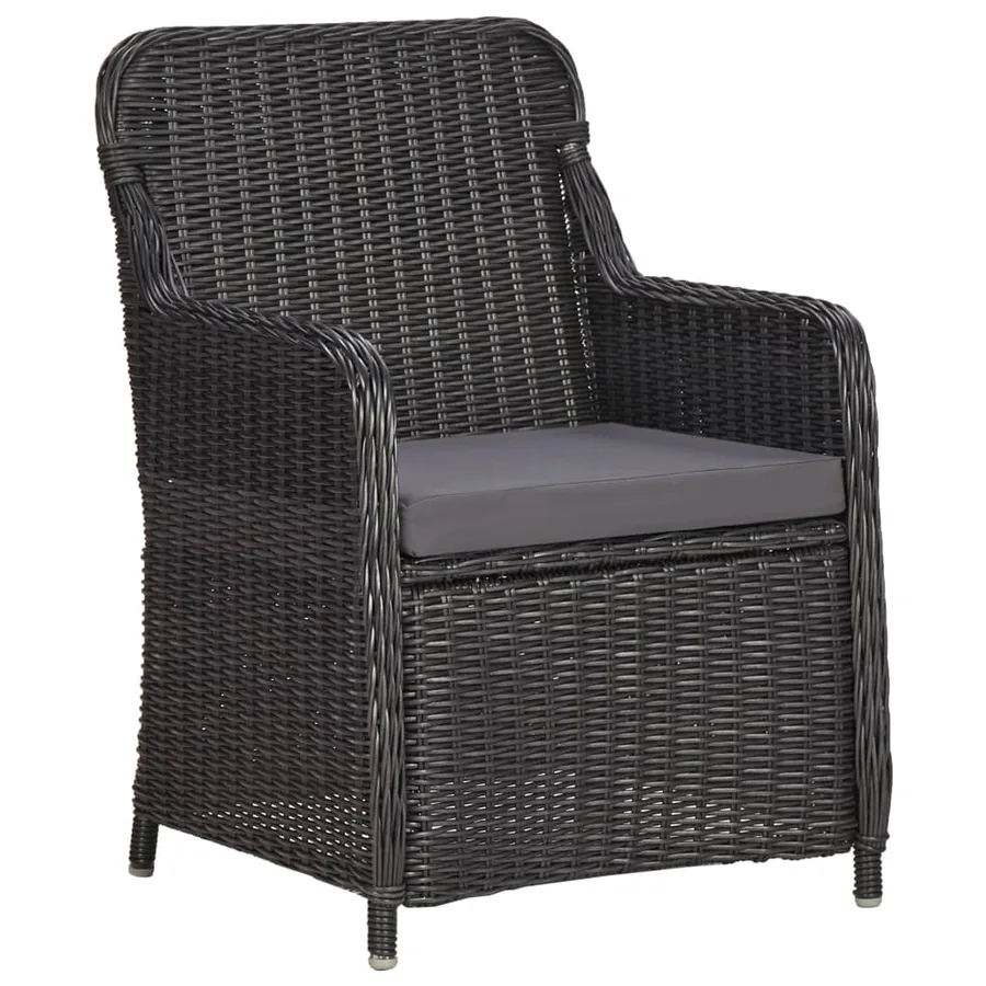 Mobilier de bistro 3 pcs avec coussins Résine tressée Noir - 5