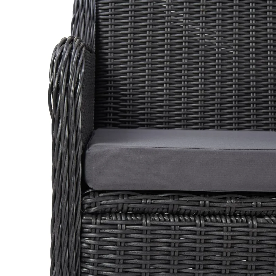 Mobilier de bistro 3 pcs avec coussins Résine tressée Noir - 9