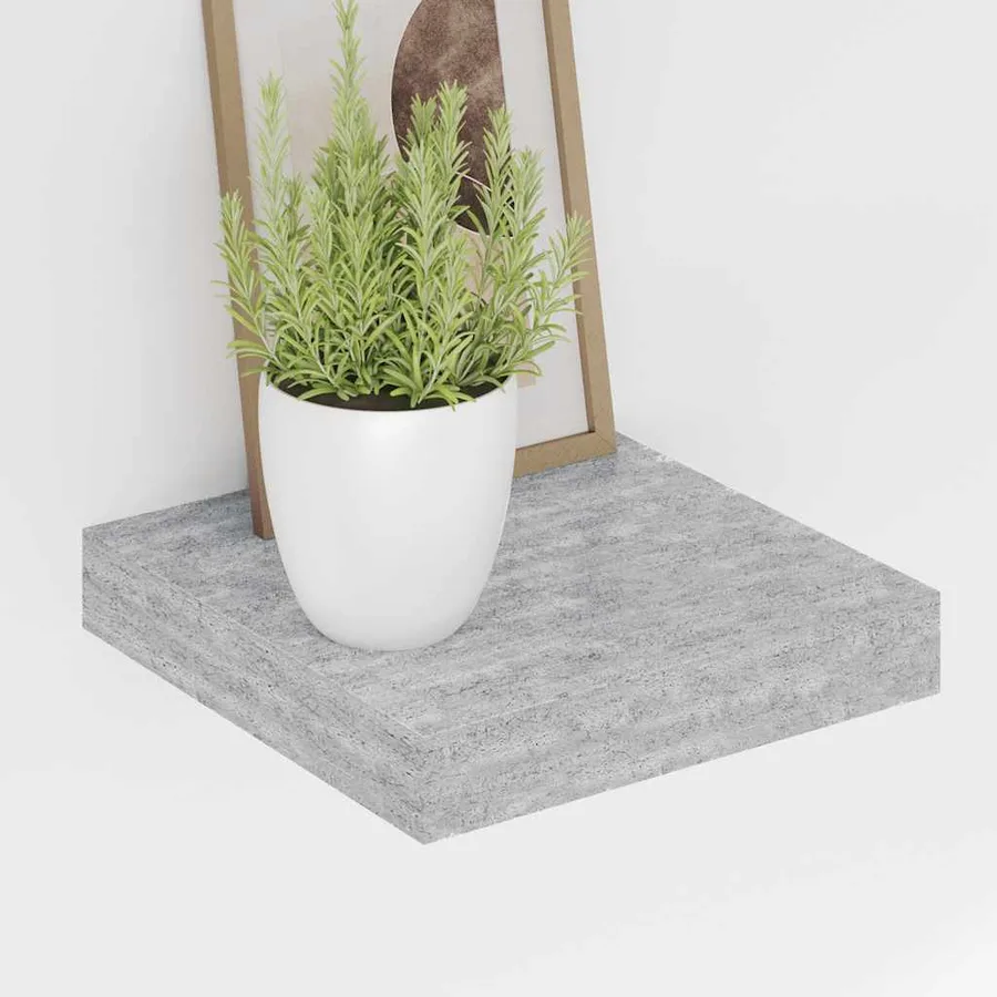 Étagères murales flottantes 4 pcs gris béton 23x23,5x3,8 cm MDF - 4