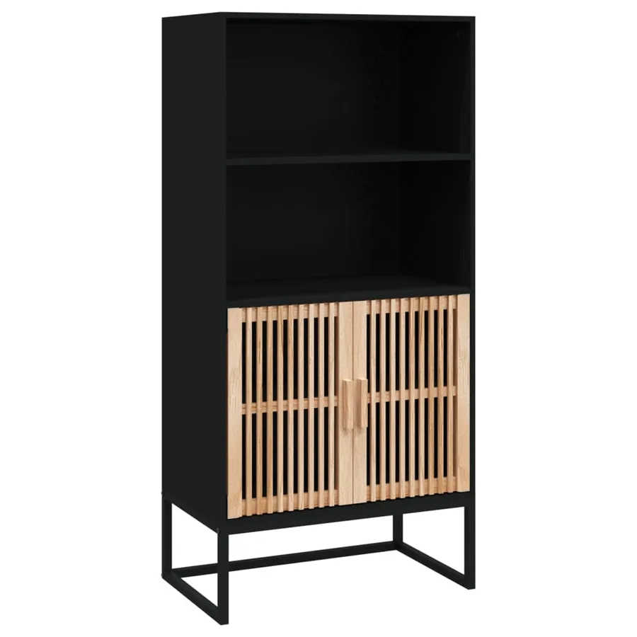 Buffet haut noir 60x35x125 cm bois d'ingénierie - 2