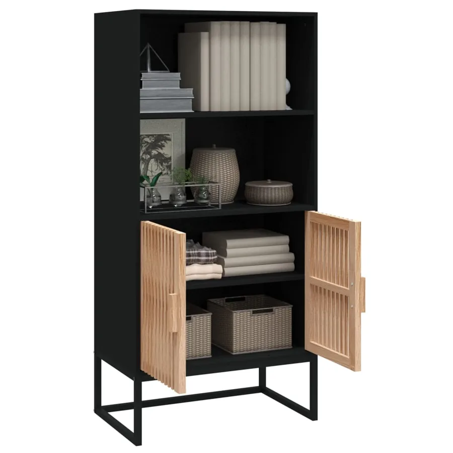 Buffet haut noir 60x35x125 cm bois d'ingénierie - 3