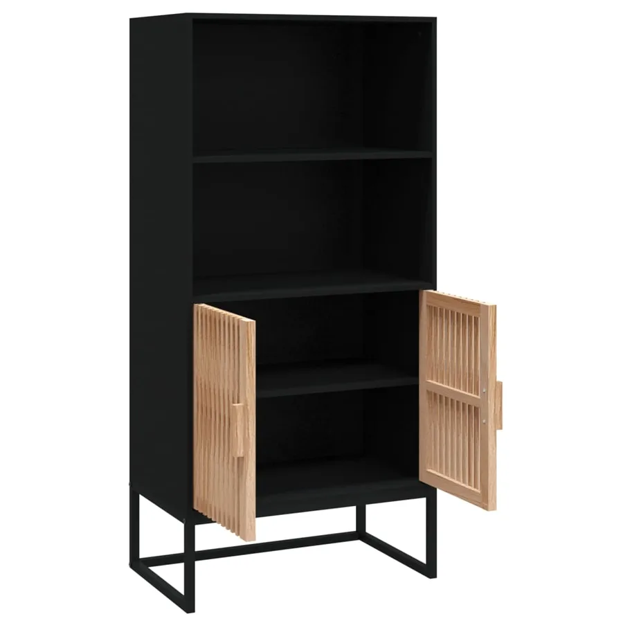Buffet haut noir 60x35x125 cm bois d'ingénierie - 4