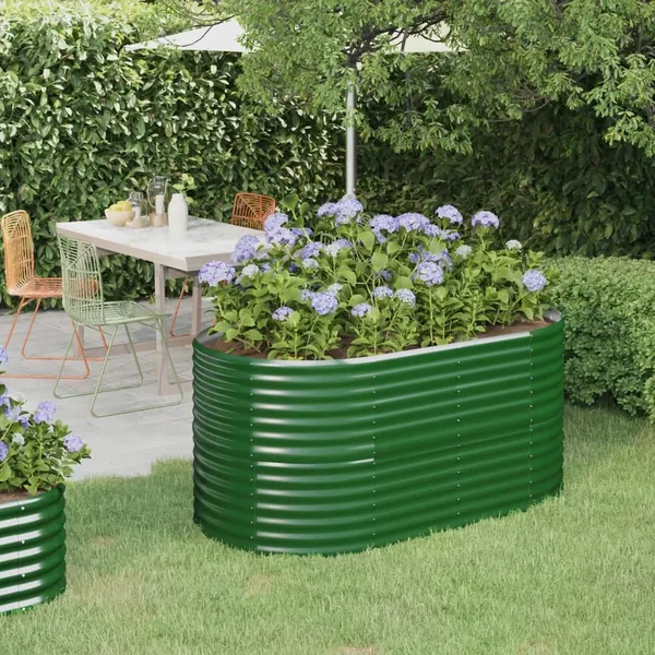 Lit surélevé de jardin Acier galvanisé 152x80x68 cm Vert