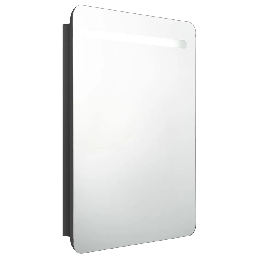 Armoire de salle de bain à miroir LED noir brillant 60x11x80 cm - 2