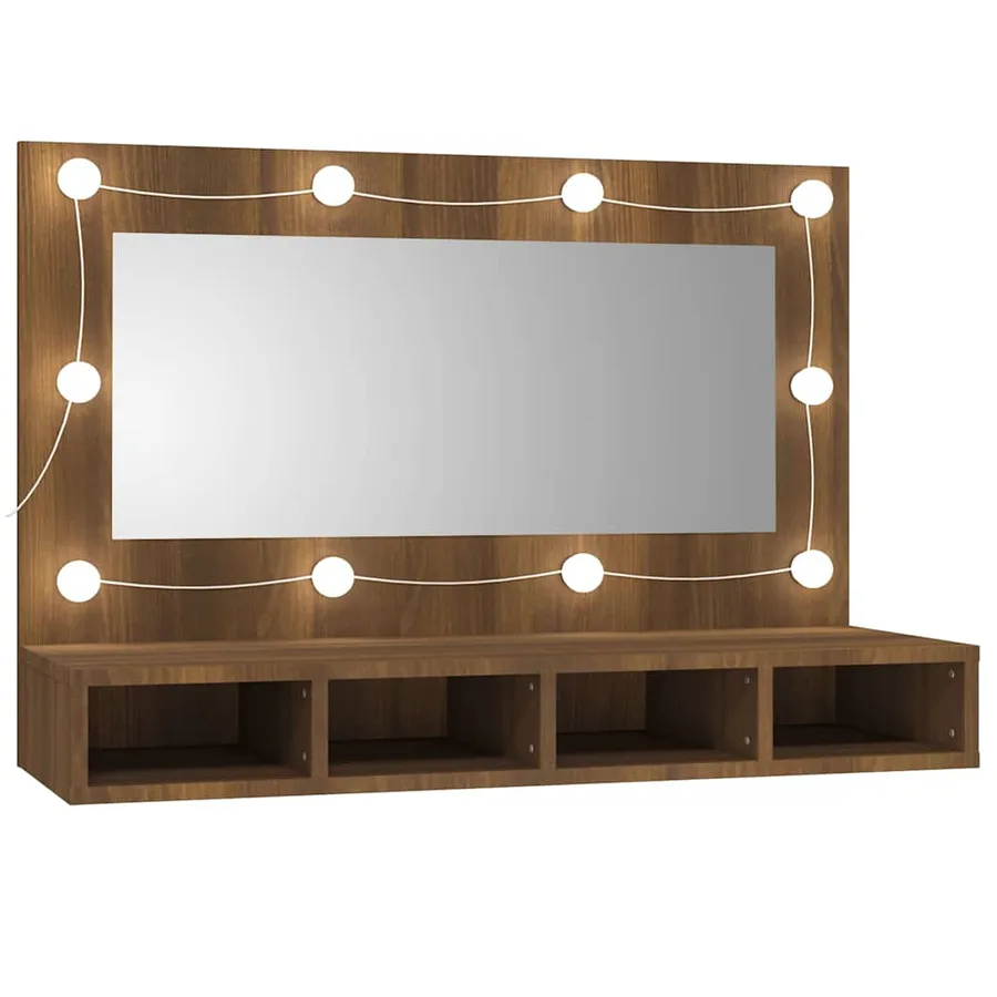 Armoire à miroir avec LED Chêne marron 90x31,5x62 cm - 2