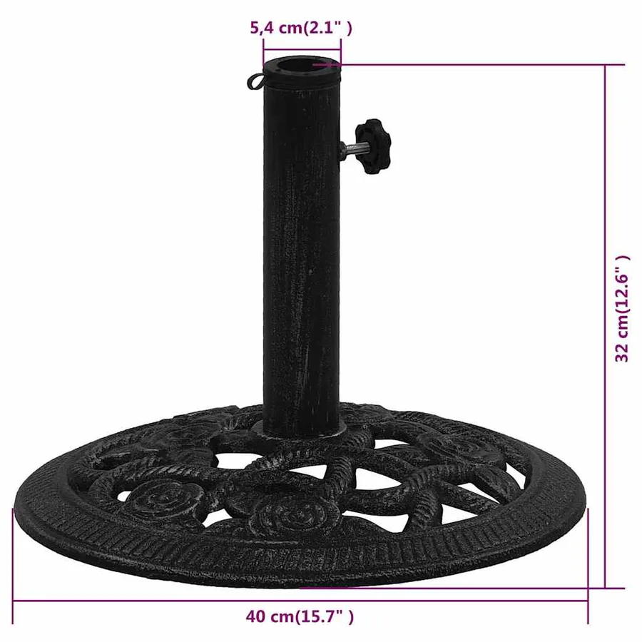 Socle de parasol Noir 40x40x32 cm Fonte - 9
