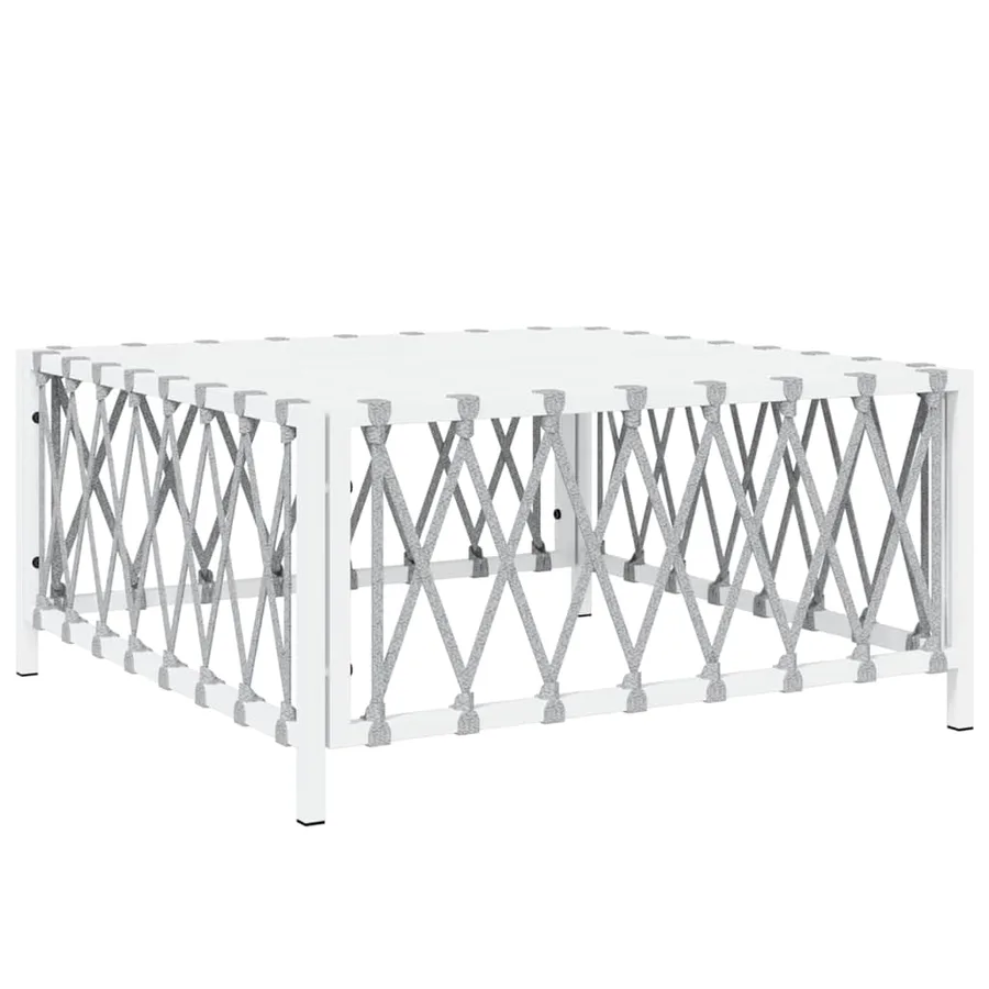 Table de jardin blanc 70x70x34 cm tissu tissé - 2