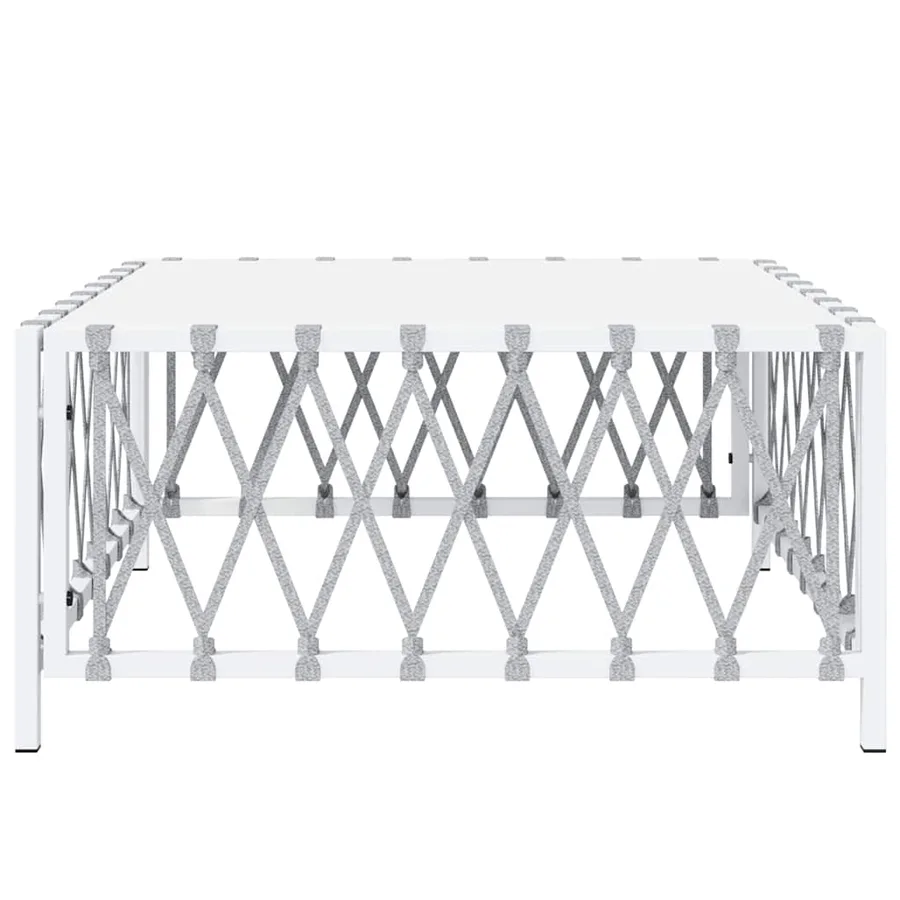 Table de jardin blanc 70x70x34 cm tissu tissé - 3