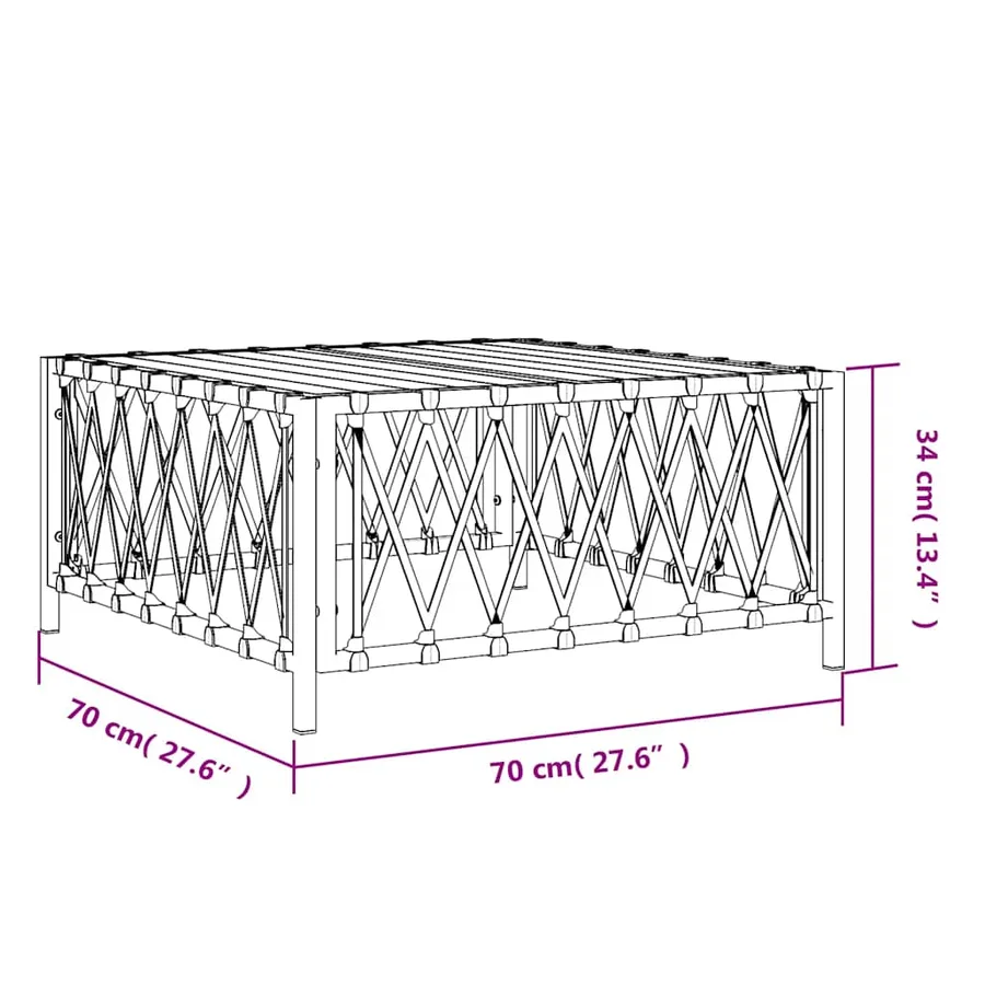 Table de jardin blanc 70x70x34 cm tissu tissé - 5