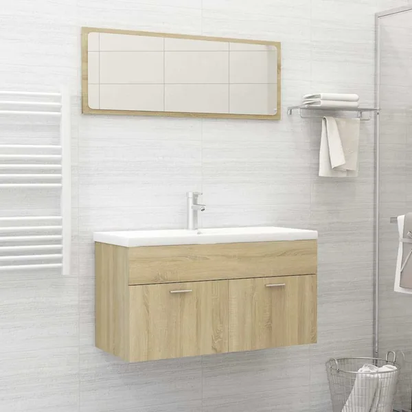 Ensemble de meubles de salle de bain 2 pcs chêne sonoma