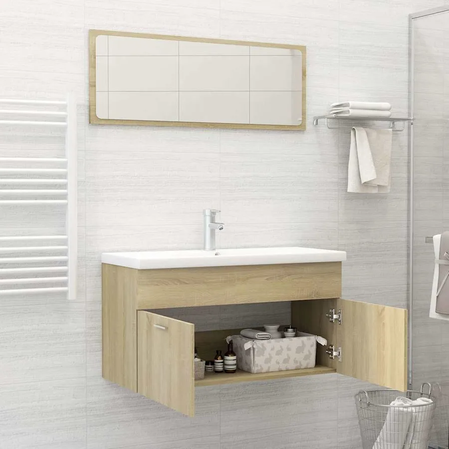 Ensemble de meubles de salle de bain 2 pcs chêne sonoma - 3