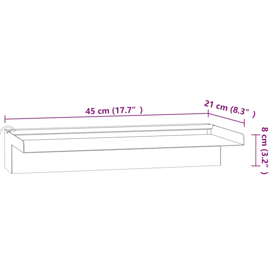 Déversoir pour cascade avec LED RVB Inox 45 cm - 12