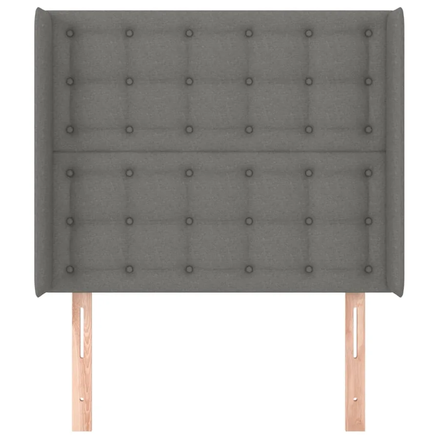 Tête de lit avec oreilles Gris foncé 103x16x118/128 cm Tissu - 3