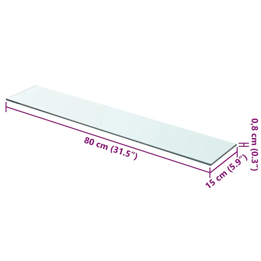 Panneau pour étagère Verre transparent 80 x 15 cm - 3