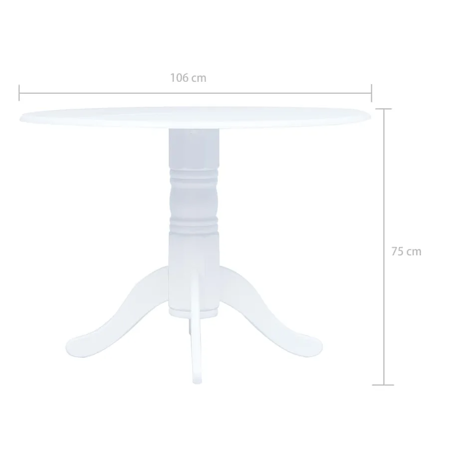 Table à manger Blanc 106 cm Bois d'hévéa massif - 5