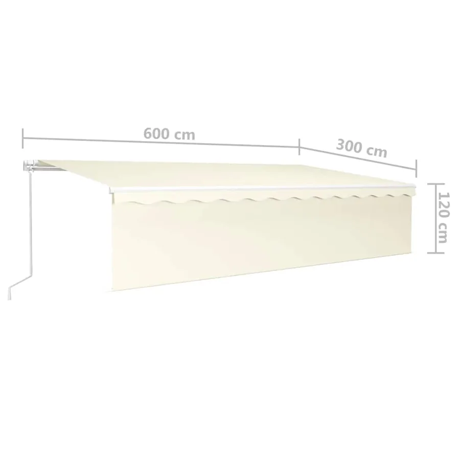 Auvent manuel rétractable avec store 6x3 m Crème - 7