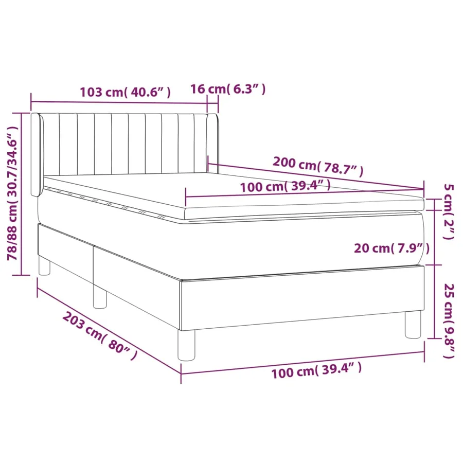 Sommier à lattes de lit avec matelas Gris clair 100x200cm Tissu - 7