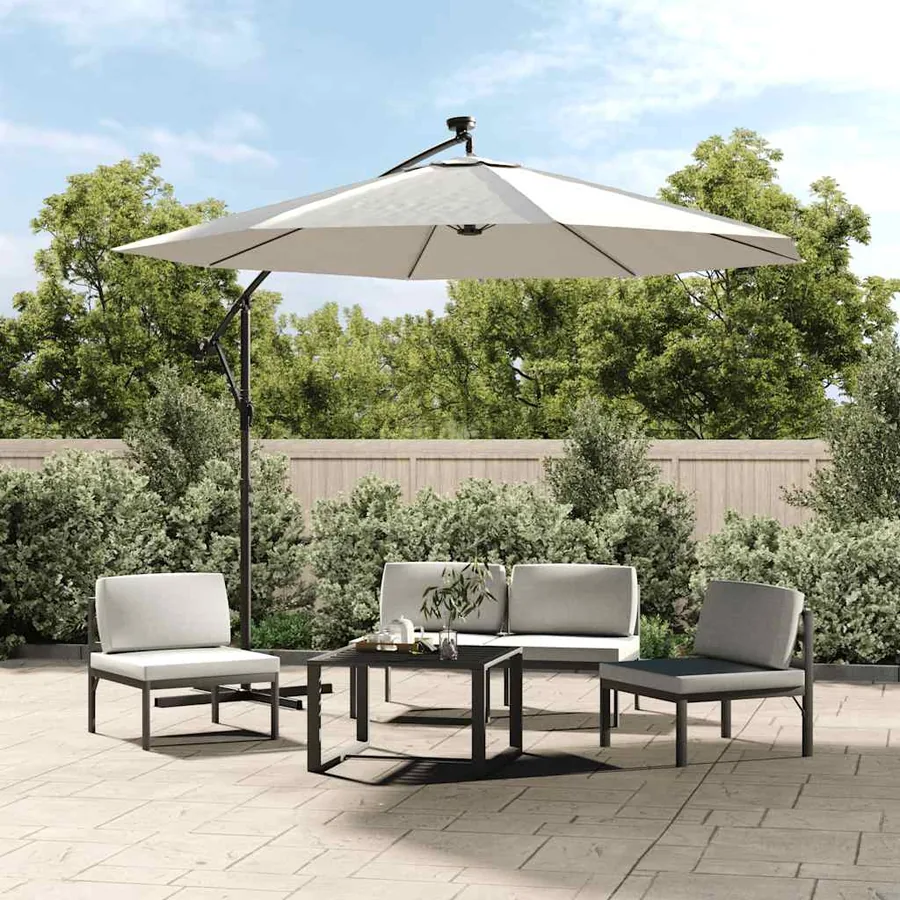 Tissu de remplacement pour parasol déporté Blanc sable 350 cm