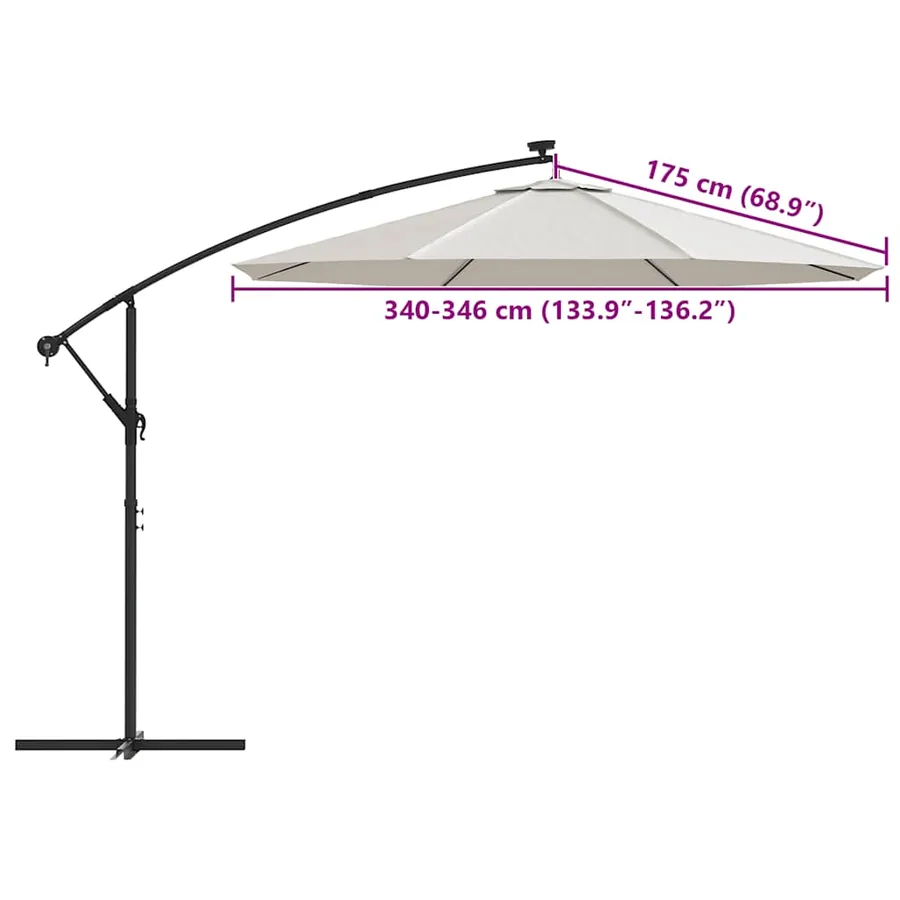 Tissu de remplacement pour parasol déporté Blanc sable 350 cm - 8