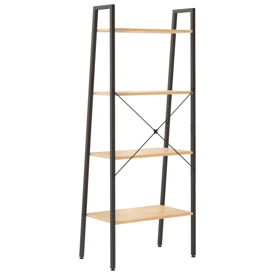 Étagère sur pied 4 niveaux Marron clair et noir 56x35x140 cm - 5