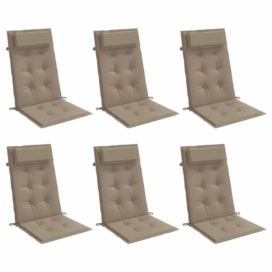 Coussins de chaise à dossier haut lot de 6 taupe tissu oxford - 3