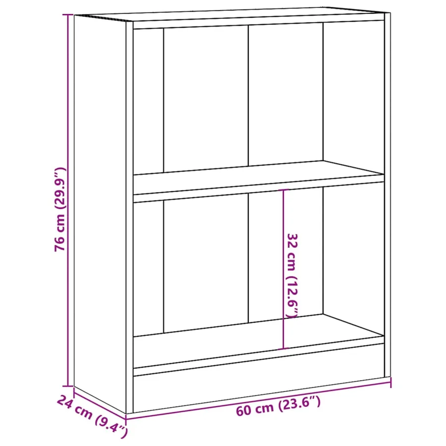 Bibliothèque Sonoma gris 60x24x76 cm Bois d'ingénierie - 10