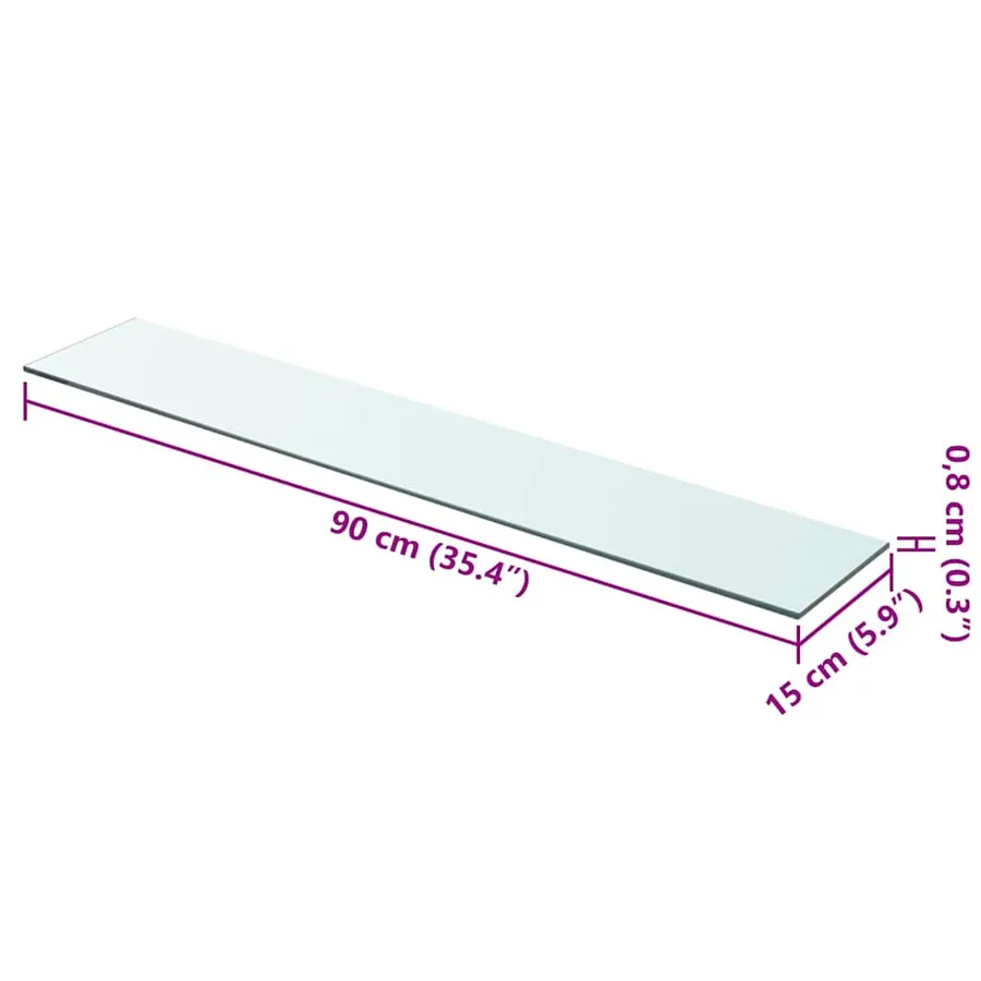 Panneau d’étagère Verre transparent 90 x 15 cm - 3