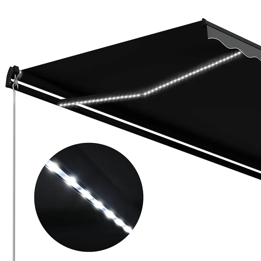 Auvent manuel rétractable avec LED 450x300 cm Anthracite - 7