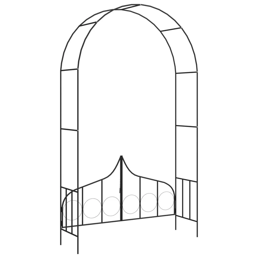 Voûte de jardin avec portail Noir 138x40x238 cm Fer - 4