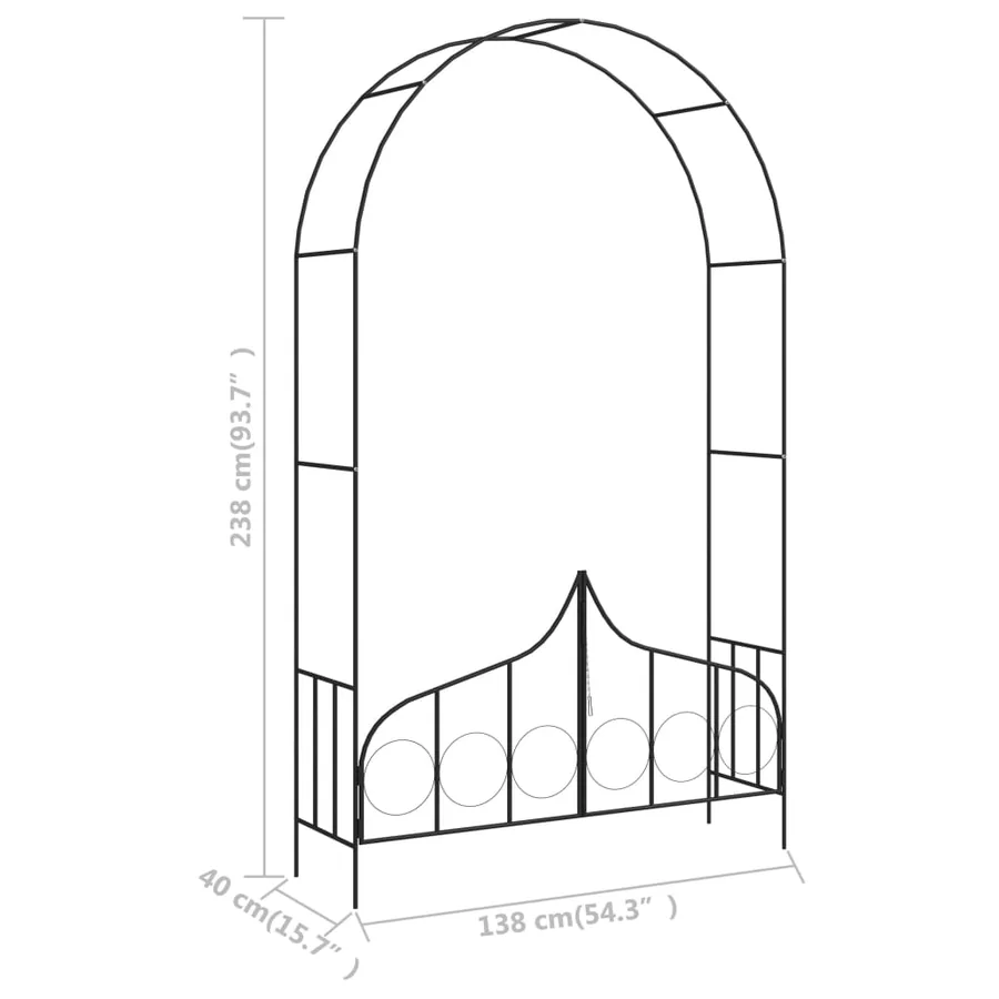 Voûte de jardin avec portail Noir 138x40x238 cm Fer - 7