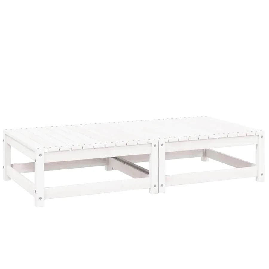 Repose-pieds de jardin avec coussins lot de 2 Blanc Bois de pin - 2