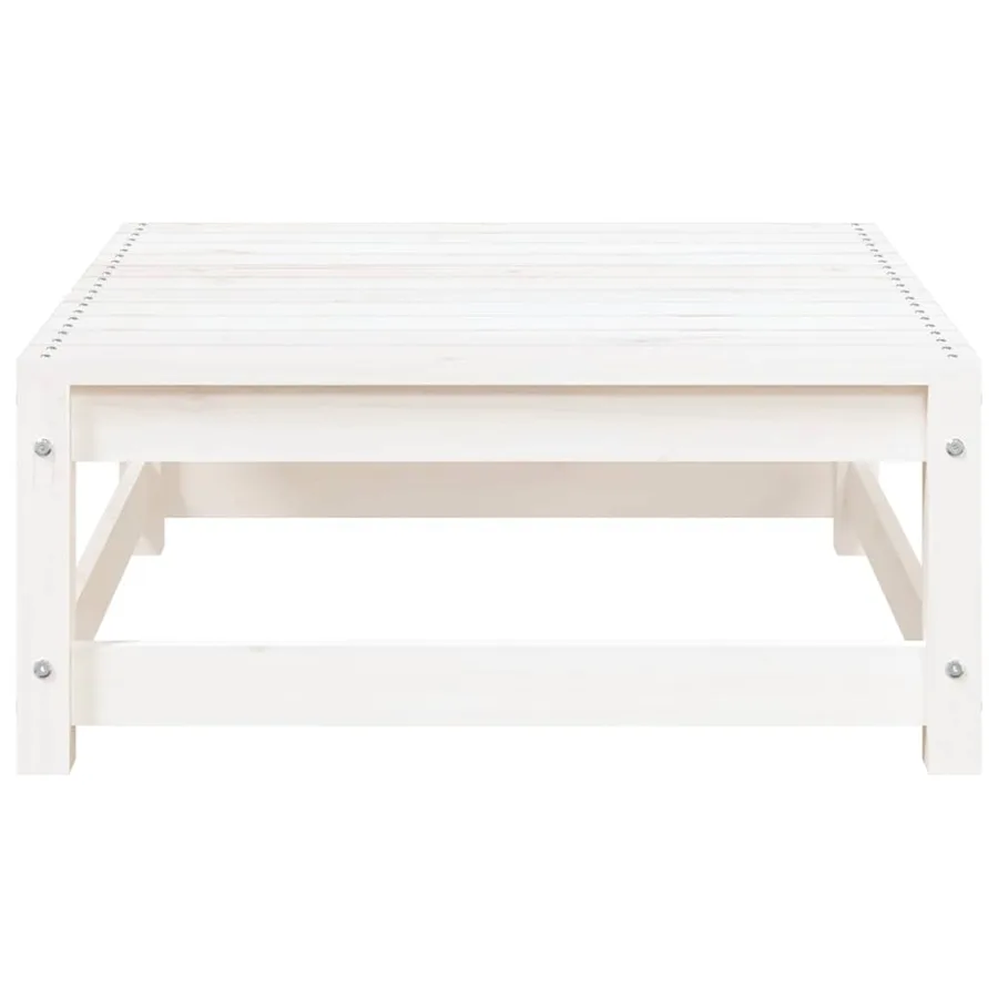 Repose-pieds de jardin avec coussins lot de 2 Blanc Bois de pin - 4