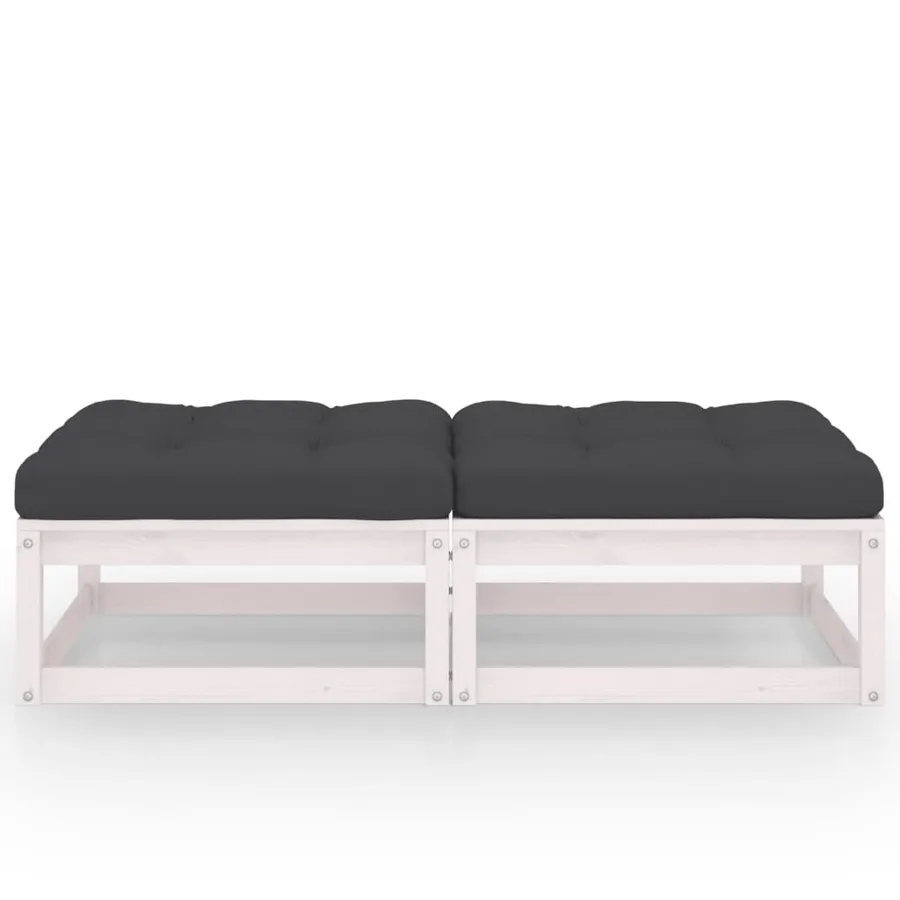 Repose-pieds de jardin avec coussins lot de 2 Bois pin solide - 2