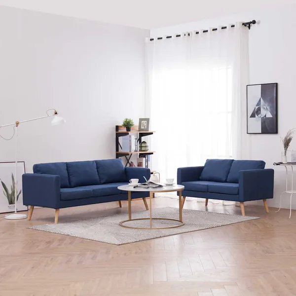 Ensemble de canapé 2 pcs tissu bleu