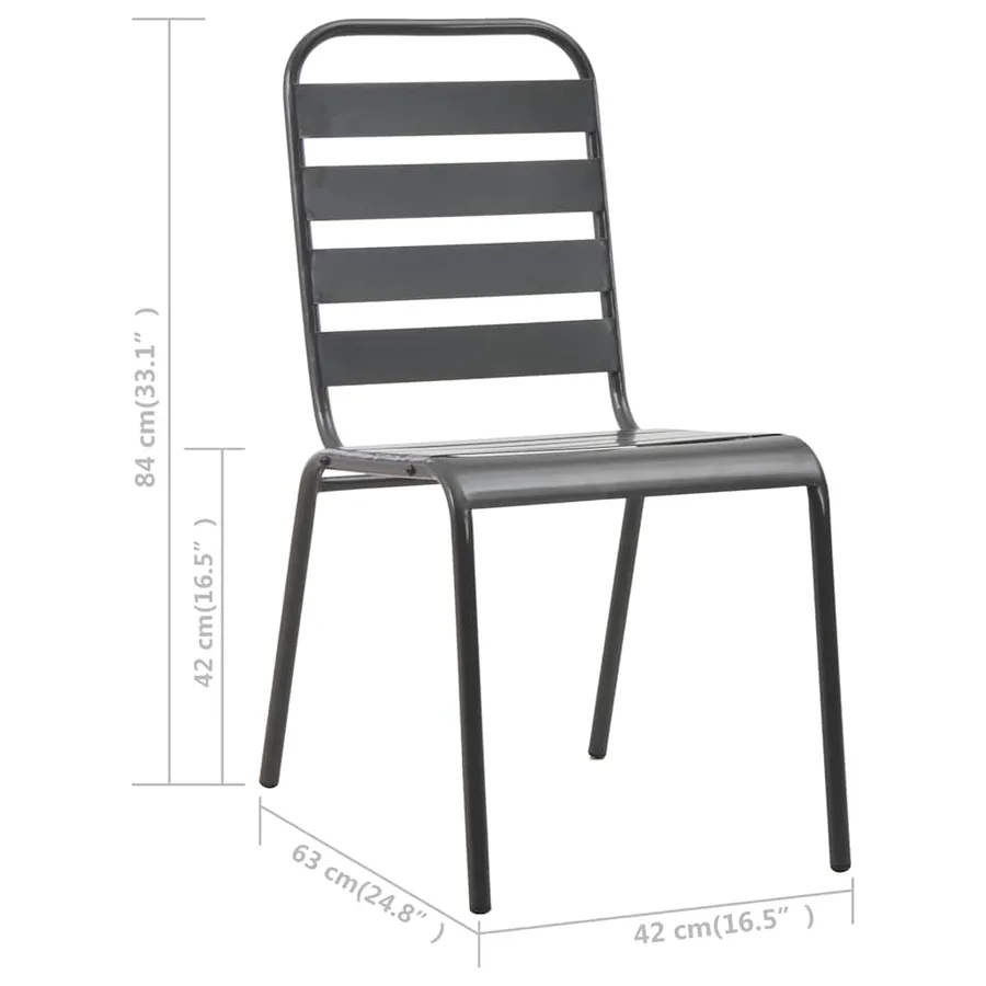 Chaises empilables de d'extérieur lot de 2 Acier Gris - 8