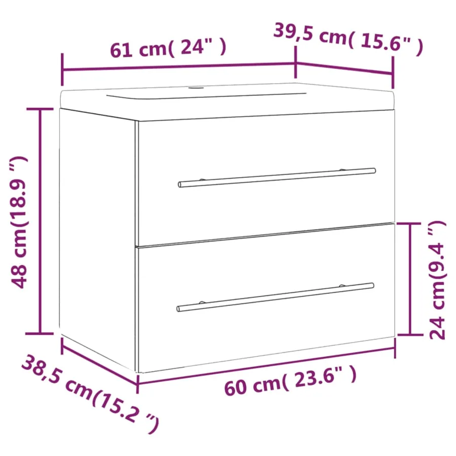 Meuble lavabo avec bassin intégré Sonoma gris Bois d'ingénierie - 12