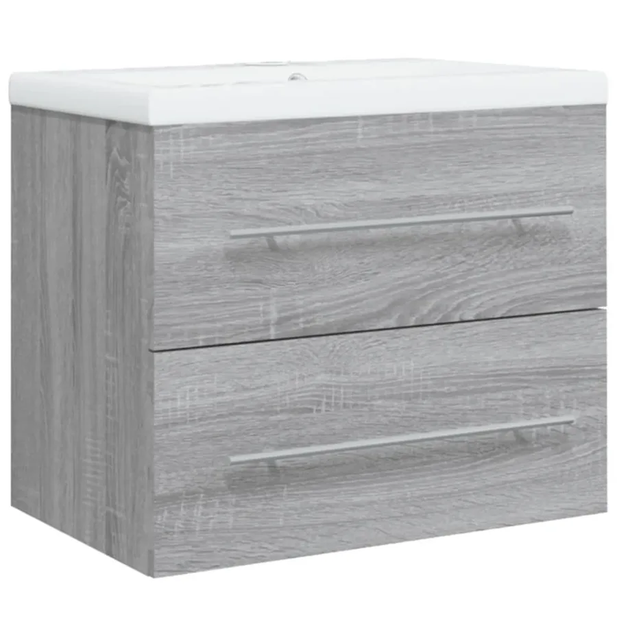 Meuble lavabo avec bassin intégré Sonoma gris Bois d'ingénierie - 2