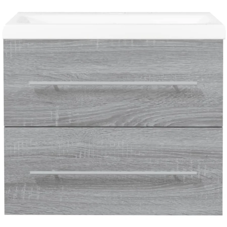 Meuble lavabo avec bassin intégré Sonoma gris Bois d'ingénierie - 5