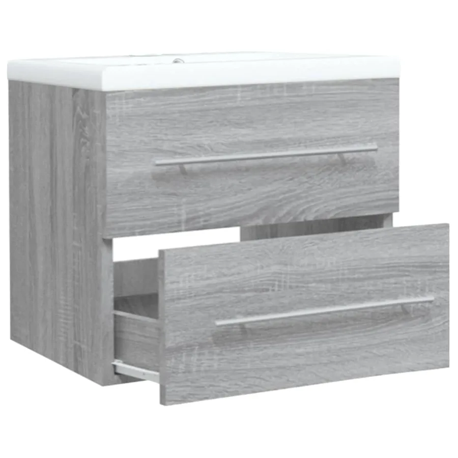 Meuble lavabo avec bassin intégré Sonoma gris Bois d'ingénierie - 7