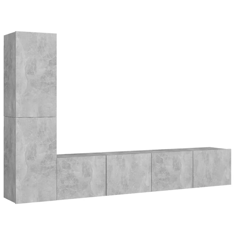 Ensemble de meubles TV 4 pcs Gris béton Bois d'ingénierie - 2