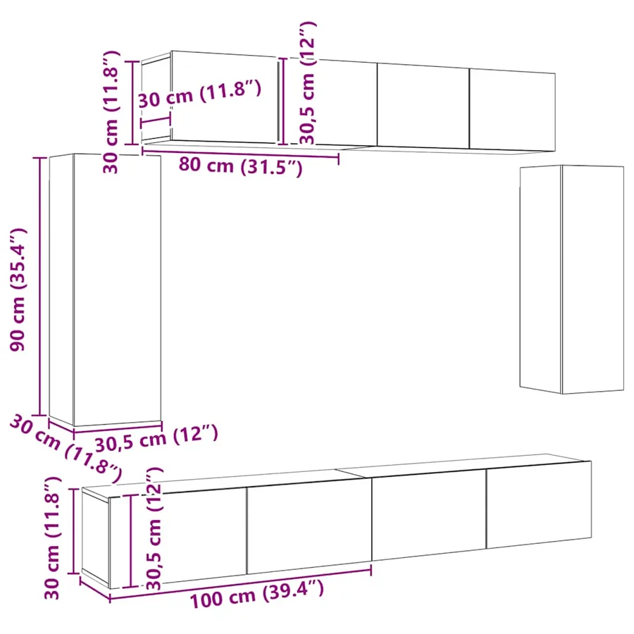 Ensemble de meuble TV 6 pcs Chêne sonoma Bois d'ingénierie - 11