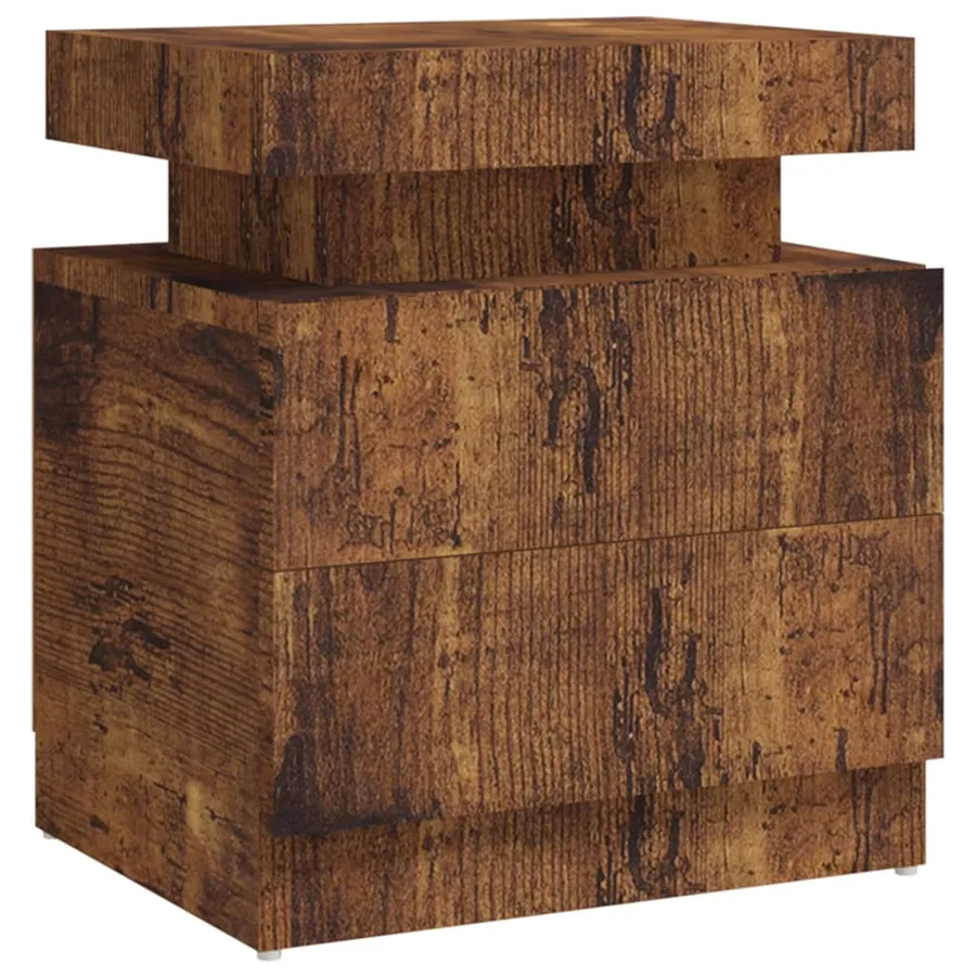 Table de chevet chêne fumé 45x35x52 cm Bois d'ingénierie - 2