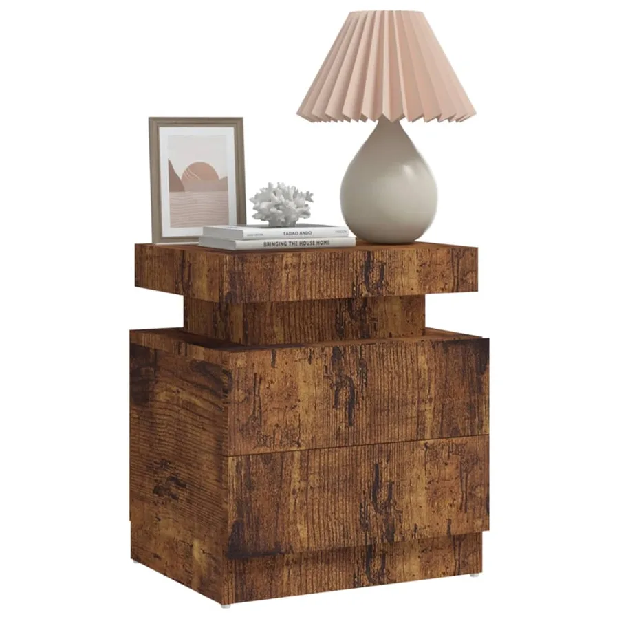 Table de chevet chêne fumé 45x35x52 cm Bois d'ingénierie - 3
