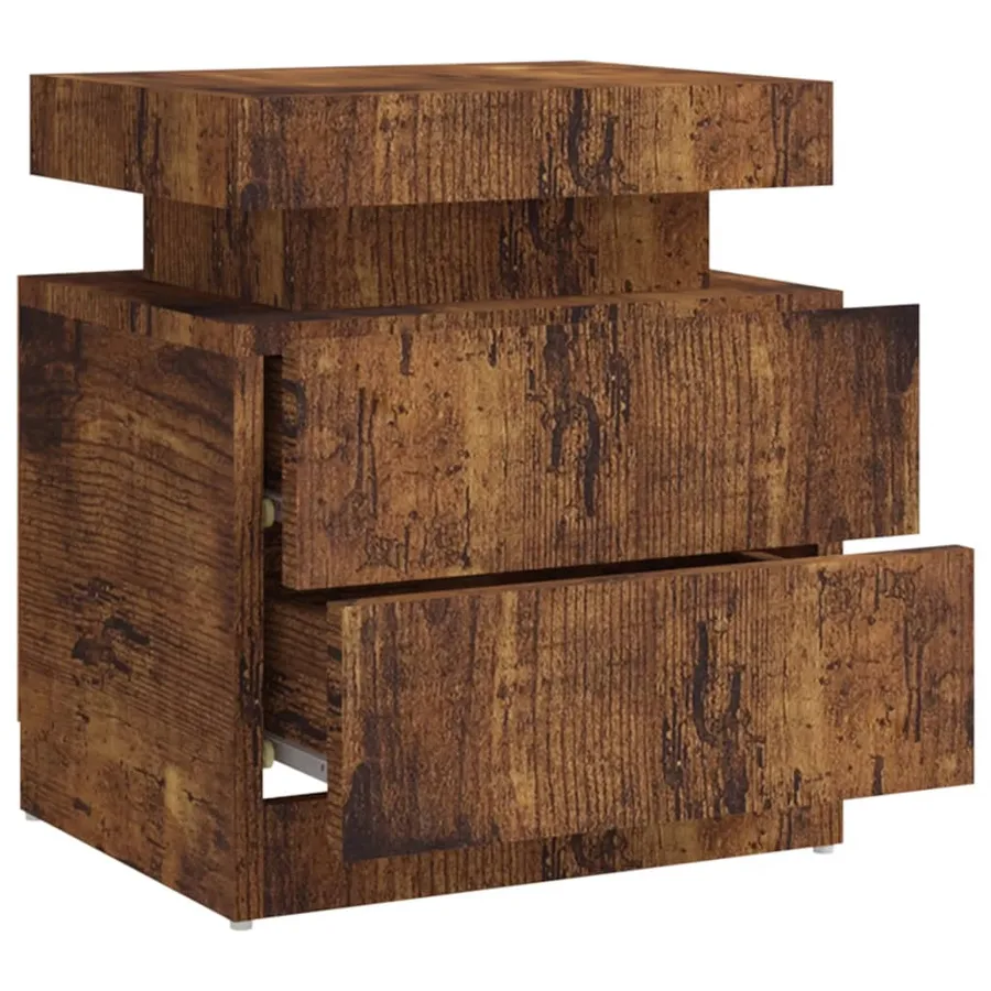 Table de chevet chêne fumé 45x35x52 cm Bois d'ingénierie - 6