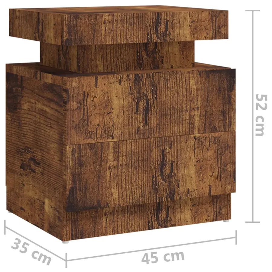 Table de chevet chêne fumé 45x35x52 cm Bois d'ingénierie - 7