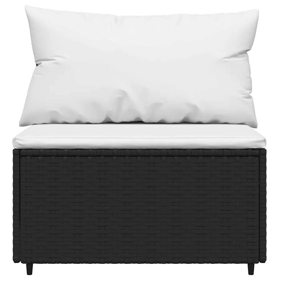 Salon de jardin 4 pcs avec coussins Noir Résine tressée - 6